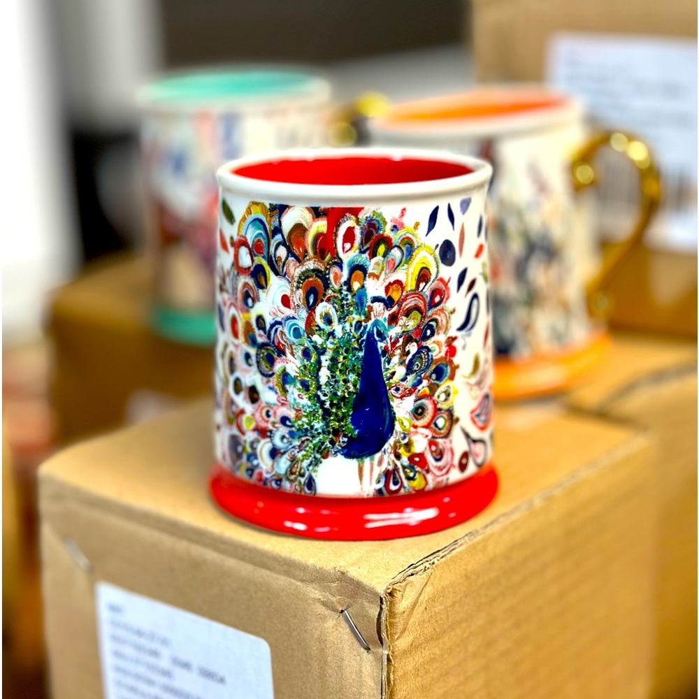 Beautiful Anthropologie/Starla Halfmann Peacock Mug